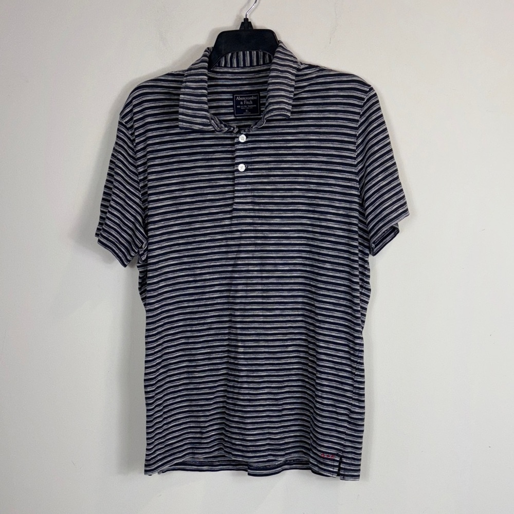 Abercrombie & Fitch Striped Black and White Men's Polo Shirt Sz XL